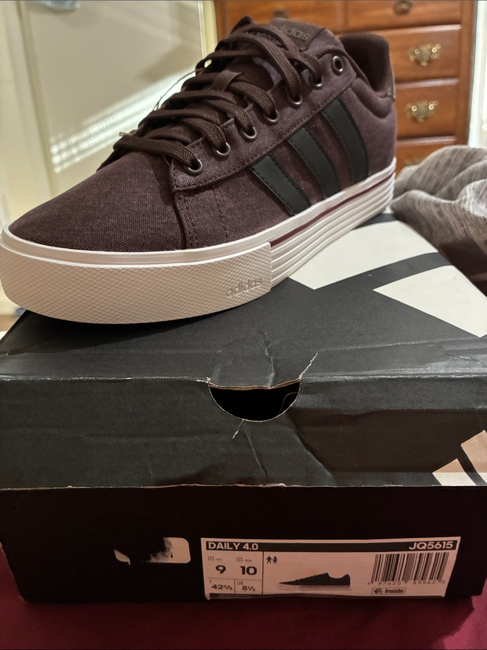 adidas Men's Low-Top Canvas Sneakers in Maroon with Black Stripes